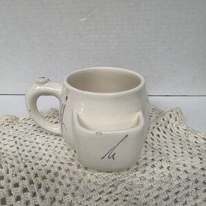 Vintage 1980s Pottery By Levine Tea Cup Mug With Attached Tea Bag Holder